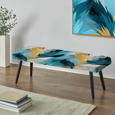 Banc rembourré abstrait turquoise Ikat Fusion - turquoise