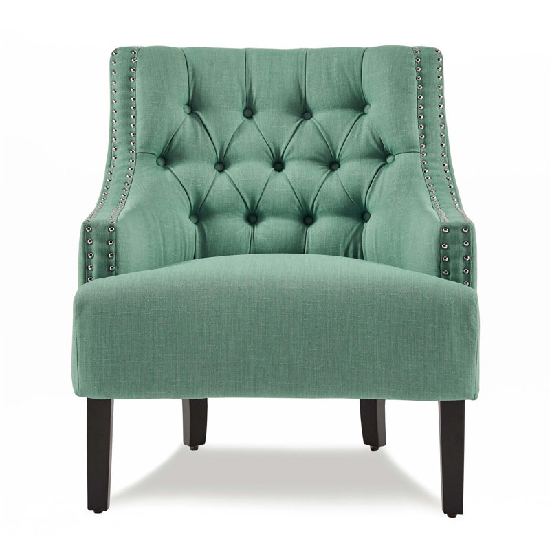 Chaise d'appoint traditionnelle capitonnée, Sarcelle