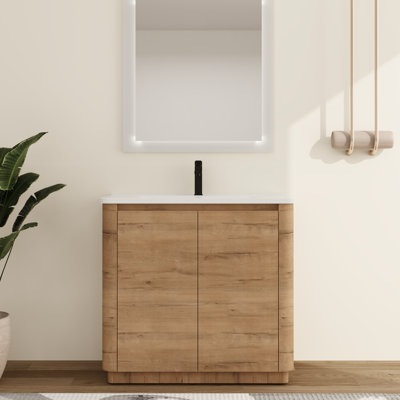 Ornar 36'' Single Bathroom Vanity Set With Ceramic Vanity Top, Freestanding Single Bathroom Vanity With Ceramic Sink
