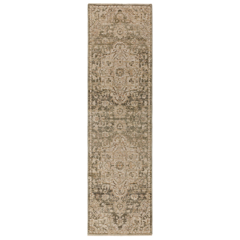 Madeleine Serapi Vintage Green Area Rug, Runner 67 x 240 cm