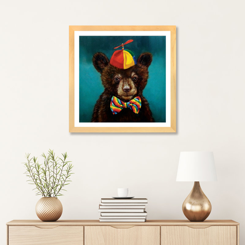 Art encadré d'un bébé ours, H 24 po x l 24 po x p 1 po, Papier encadré naturel