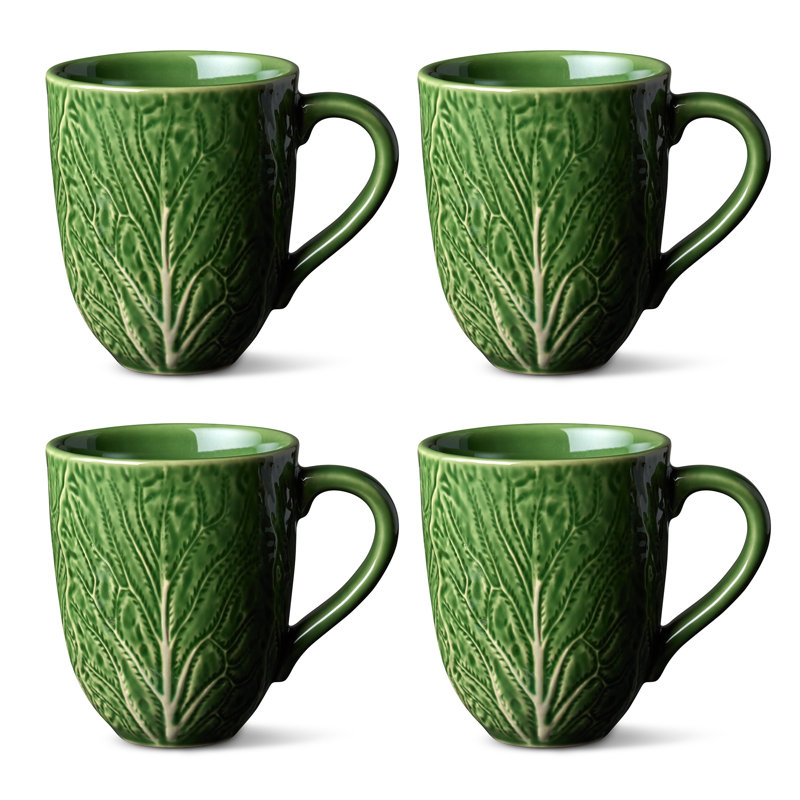 Ensemble de 4 tasses 3D Le Jardin chou vert - Tasses à café et à thé en grès Heirloom Majolica
