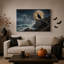 Toile noire perchée près du phare d'Halloween-1862826442