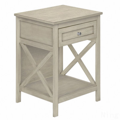Antique White Veneer, Transitional, Bush Furniture Key West End Table, Washe 19.00 X 15.75 X 25.00 In