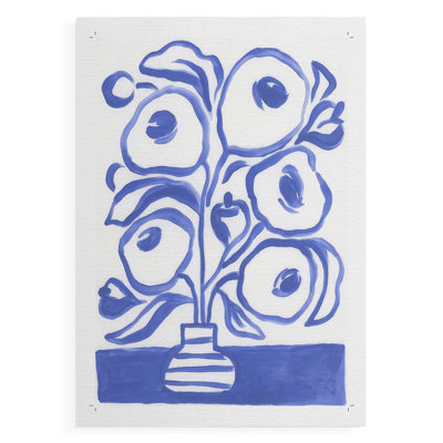 Fleurs bleues au pinceau II - impression sur toile seulement - non encadrée