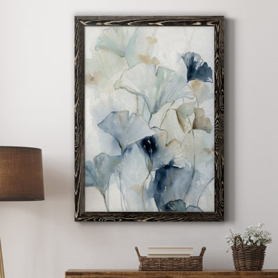 Indigo Ginkgo I - peinture sur toile encadrée