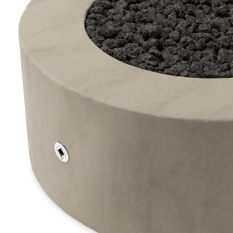Jolliff Round Concrete Fire Pit Table, Natural Concrete, Natural Gas