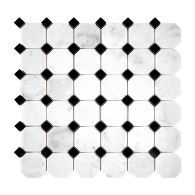 Octagon and Square Dot Polished Marble Mosaic Wall & Floor Tile