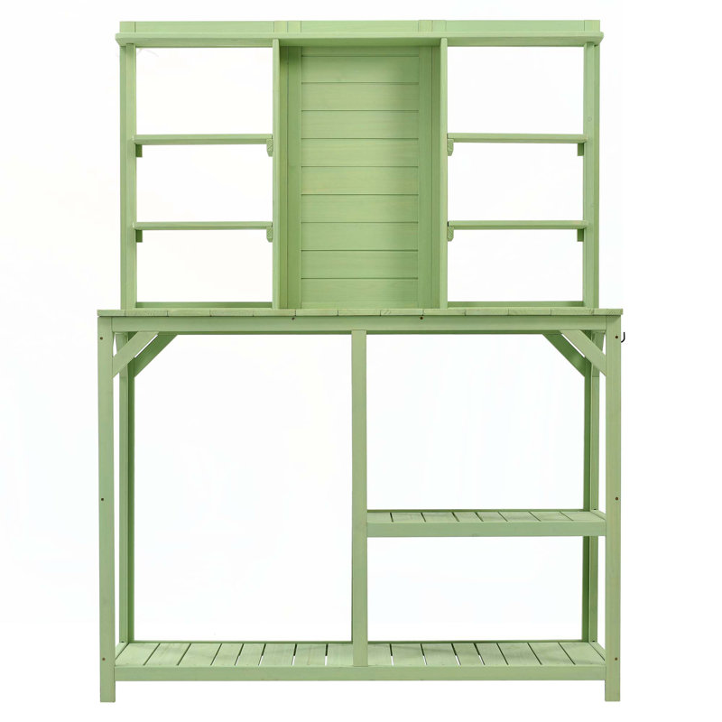 64.6" Large Outdoor Potting Bench, Green