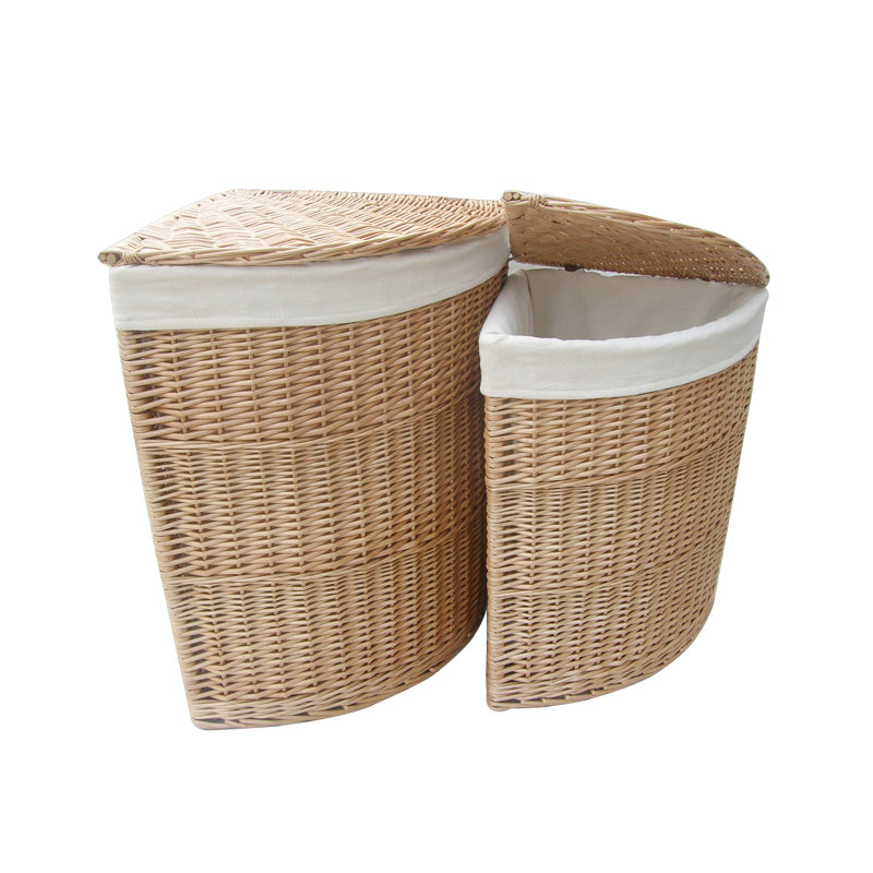 2 Piece Corner Wicker Laundry Set