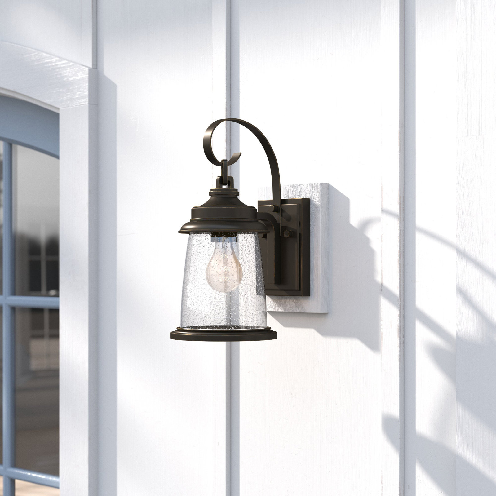 Single Light Bell Outdoor Wall Light, 14.25" H x 7" W x 9" D, Antique Pewter