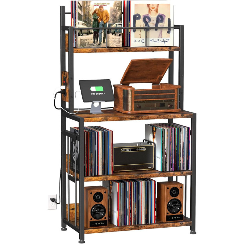 Support pour tourne-disque avec rangement en vinyle