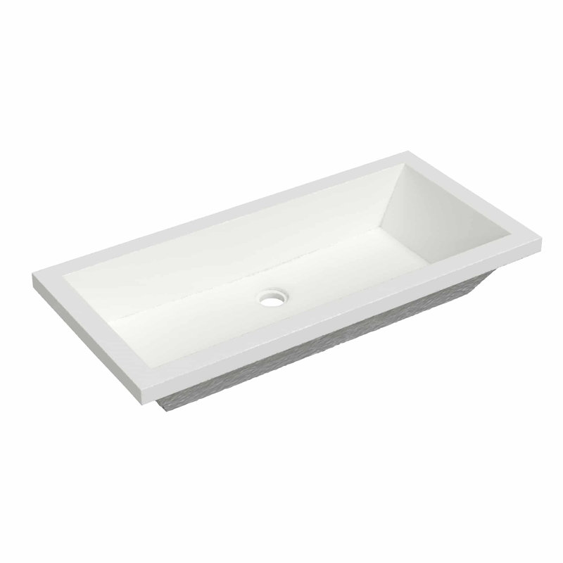 Arcata 30" Undermount Concrete Trough Bathroom Sink, Pearl