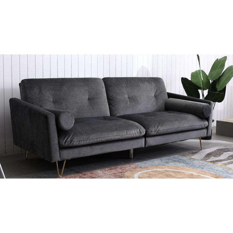 Odysseus 3 Seater Velvet Sleeper, Grey