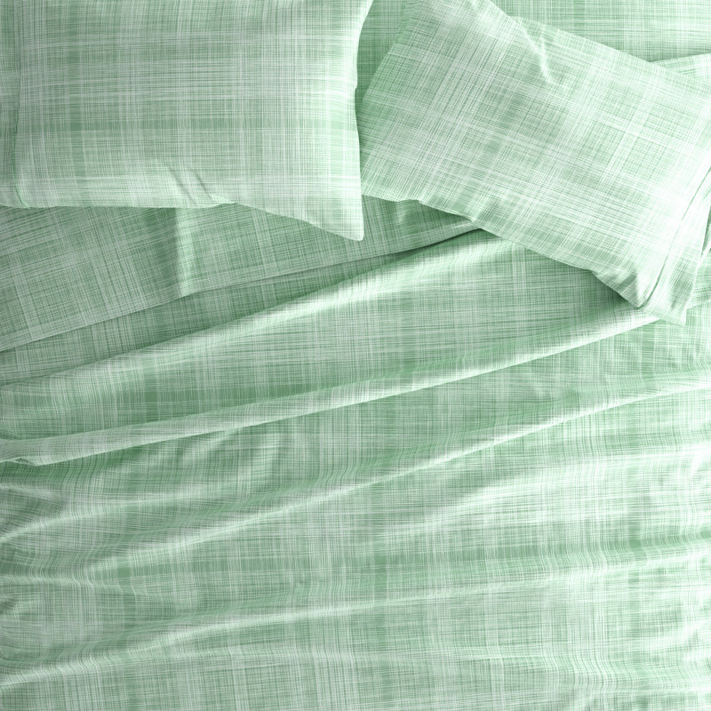 Forest Green Queen Microfiber Sheet Set with Thatch Print