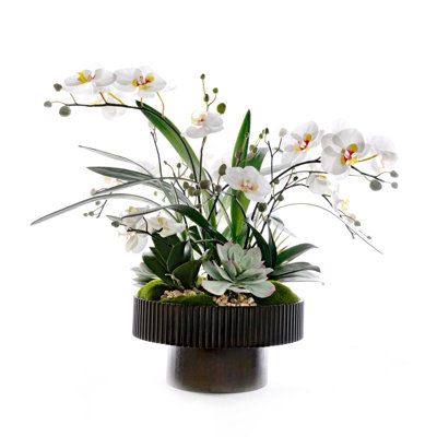 Fabric Orchid Faux Floral in Pot