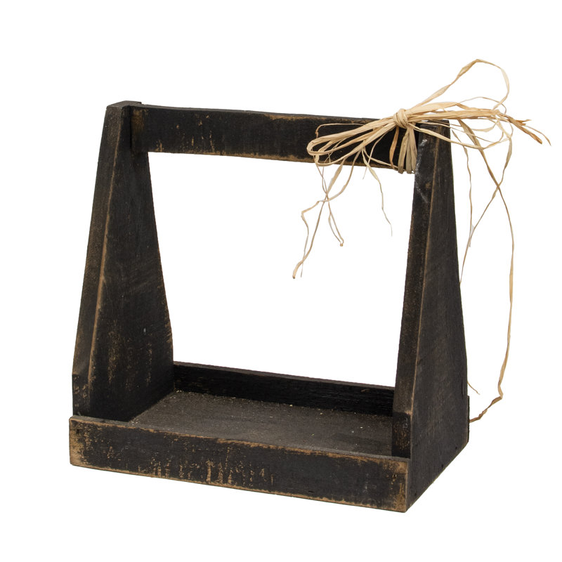 Petit fourre-tout noir en bois rustique