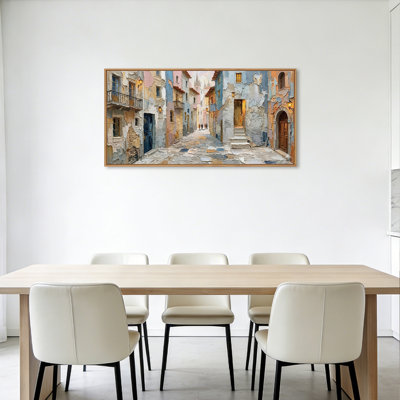 Art mural sur toile texturée, paysage urbain empâté coloré, peinture murale moderne pour le bureau de la chambre à coucher, 20 po x 40 po