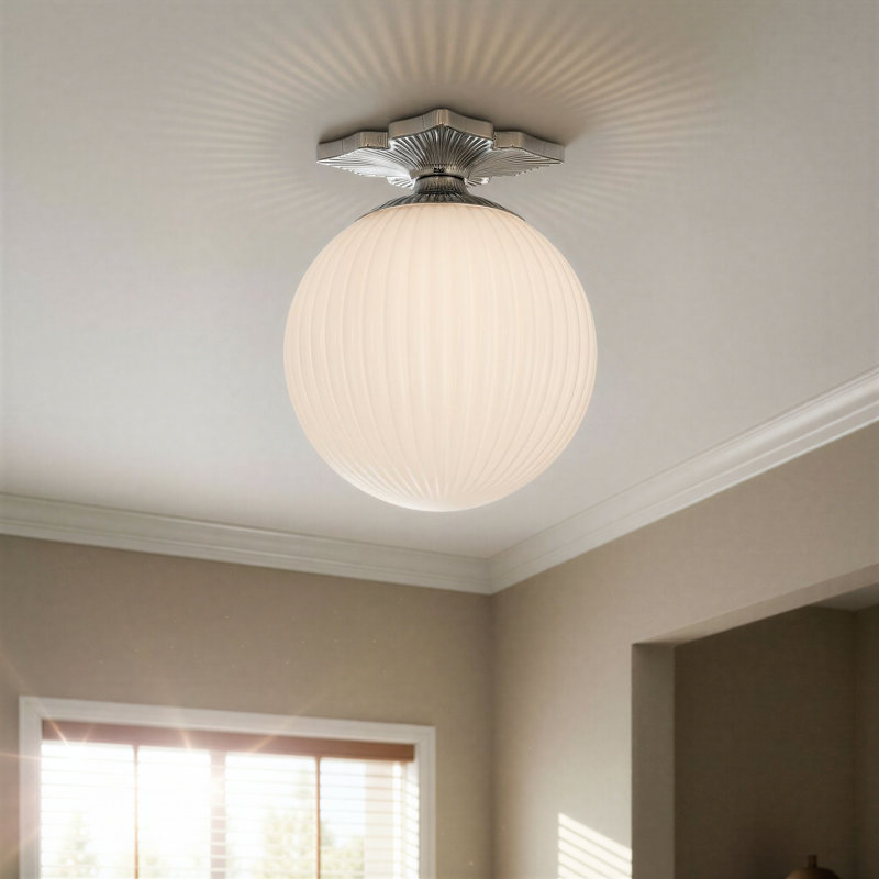 Altimari 10'' Polished Nickel Semi Flush Mount, Frosted, Nickel