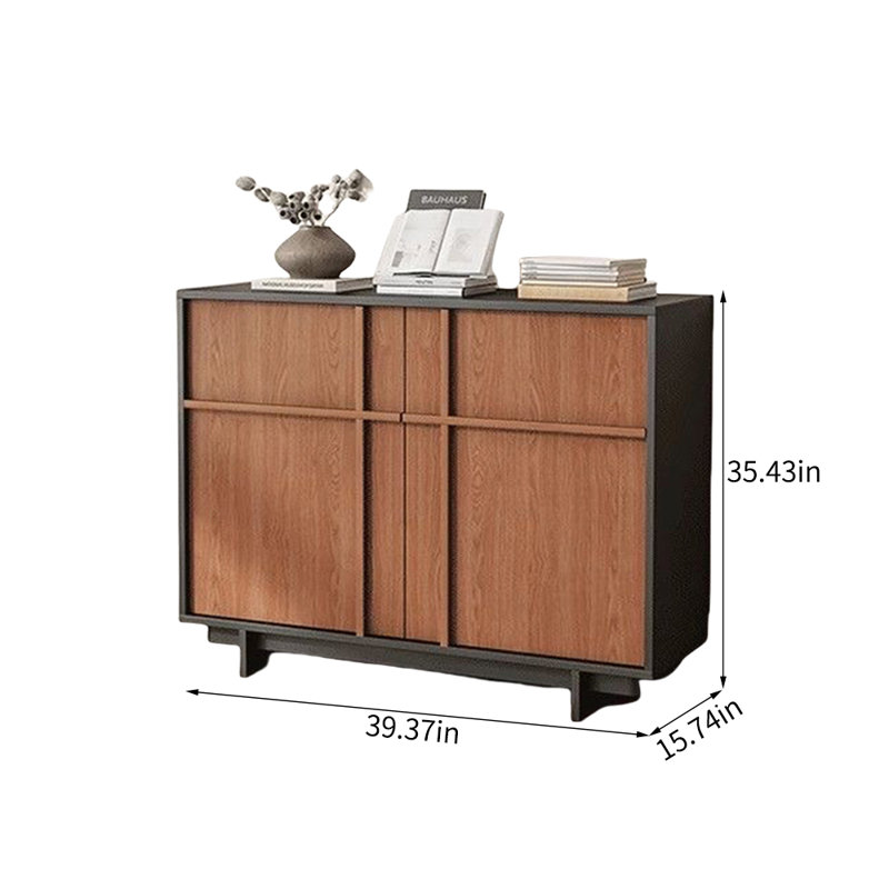 Armoire d'appoint en bois simple et moderne, H 35,43 po x l 39,37 po x P 15,74 po, Noir, noir, noir, noir