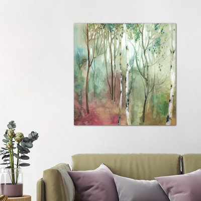 Birch in the Fog I 1 Piece Wrapped Canvas Painting