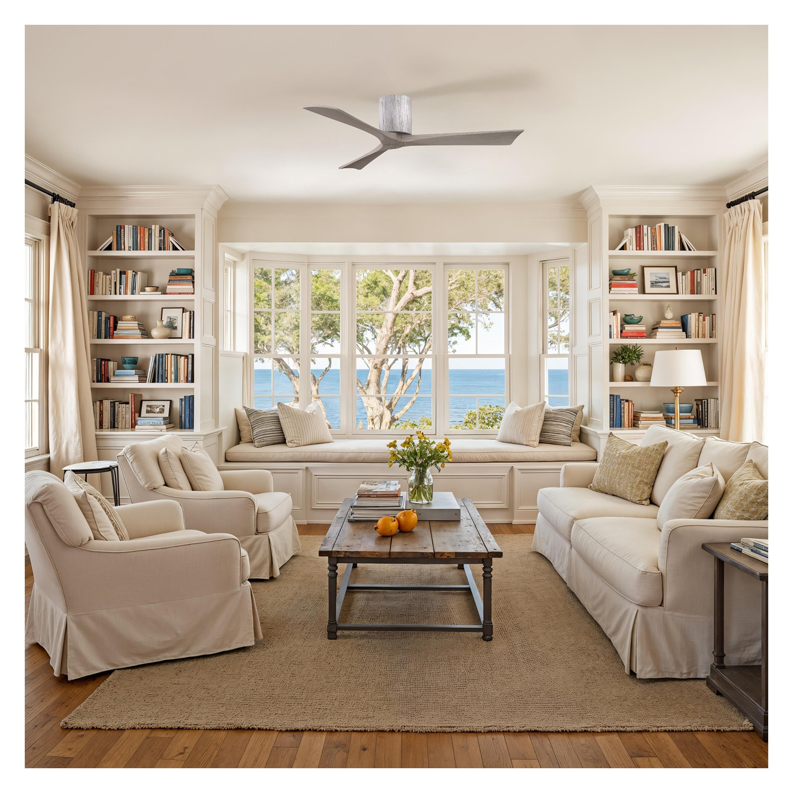Olivier 3 Blade Ceiling Fan, Barn Wood Tone, Gray Ash Tone, 52"