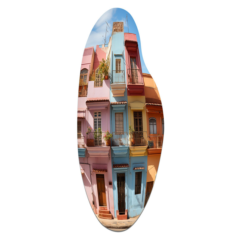 Art mural en métal asymétrique cubique Cuba, H 30 po x l 11 po
