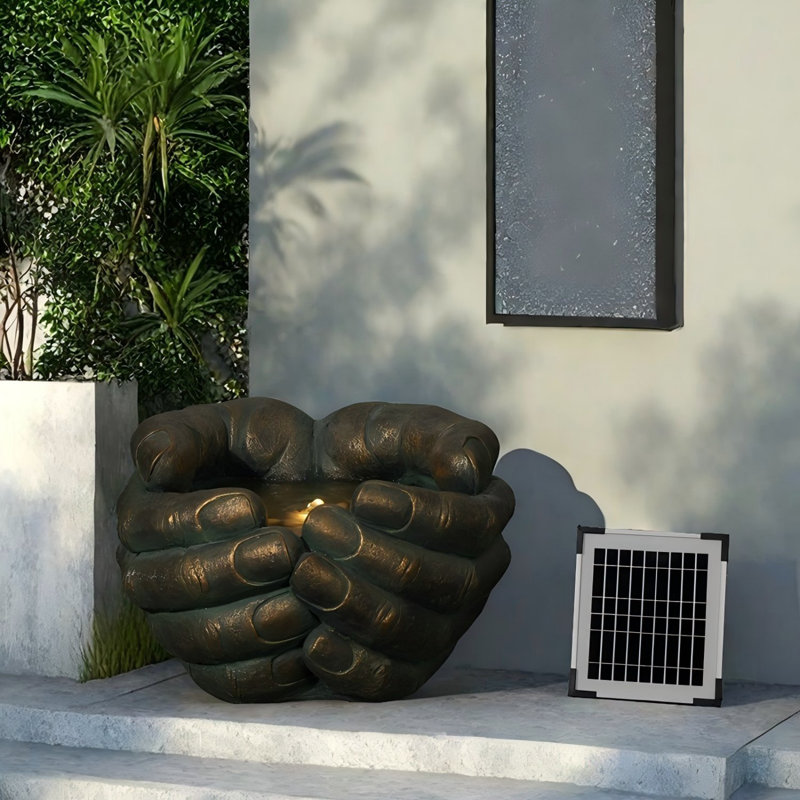 Handcrafted Floor Fountain with Lights, Gold