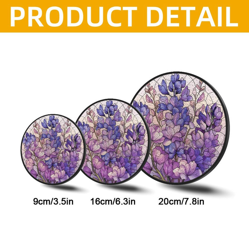 Vitrail floral avec vitrail pour fenêtre, 6,3 x 6,3 po (16 x 16 cm)