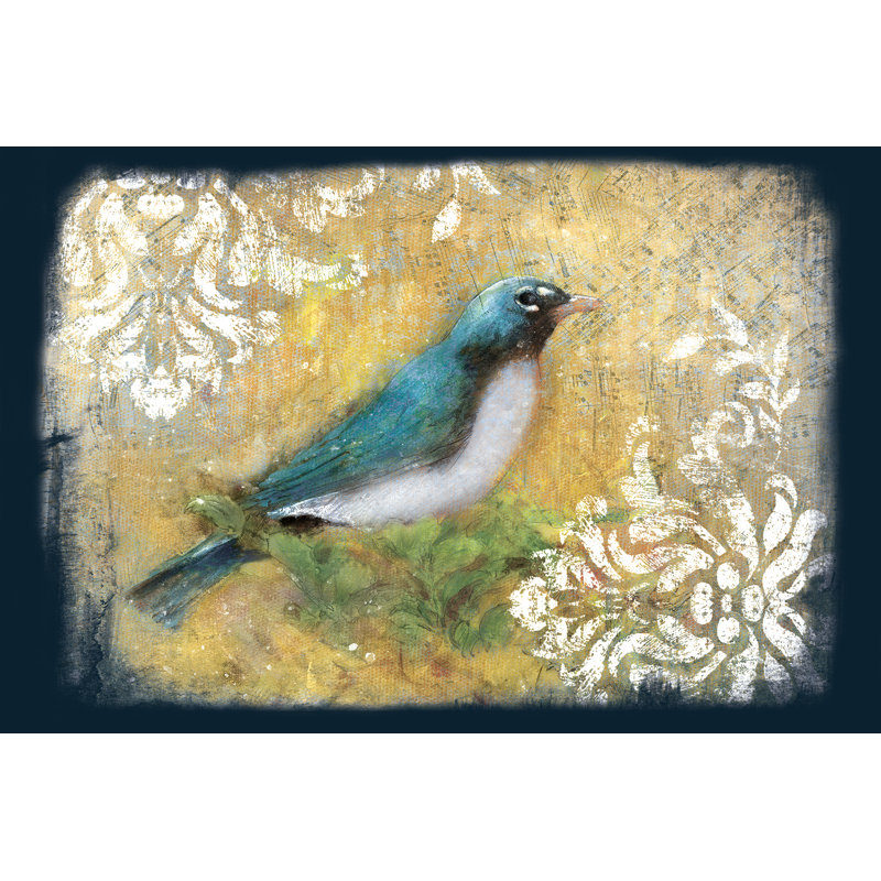 Navy Bird Friend Damask - Wrapped Canvas Art Prints, 30cm H x 46cm W x 3.8cm D
