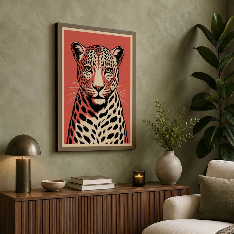 Leopard Forward Graphic - Wrapped Canvas, 24x16 - 61.0 x 40.6 cm, White Border