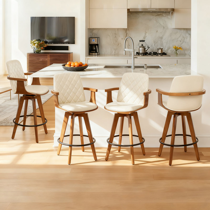 Tabourets de bar pivotants (ensemble de 4), Tabouret de comptoir (siège d'une hauteur de 26,3, Beige