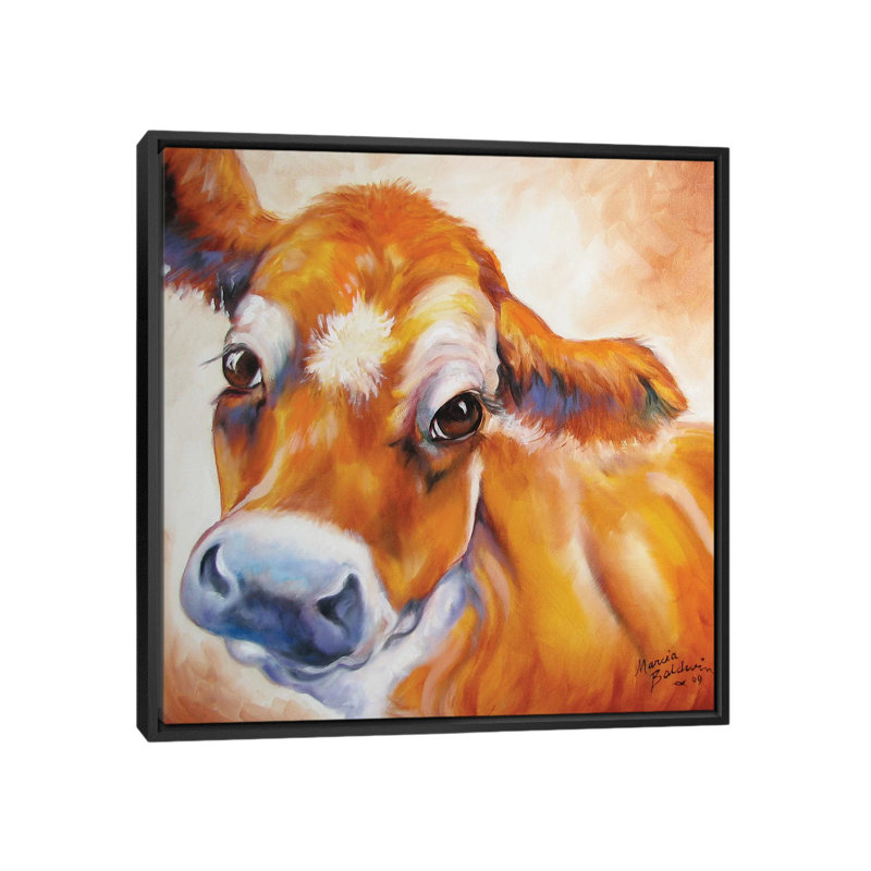 « my jersey cow commission », impression sur toile, H 18 po x l 18 po x P 1,5 po, Toile avec cadre noir, Pas de tapis