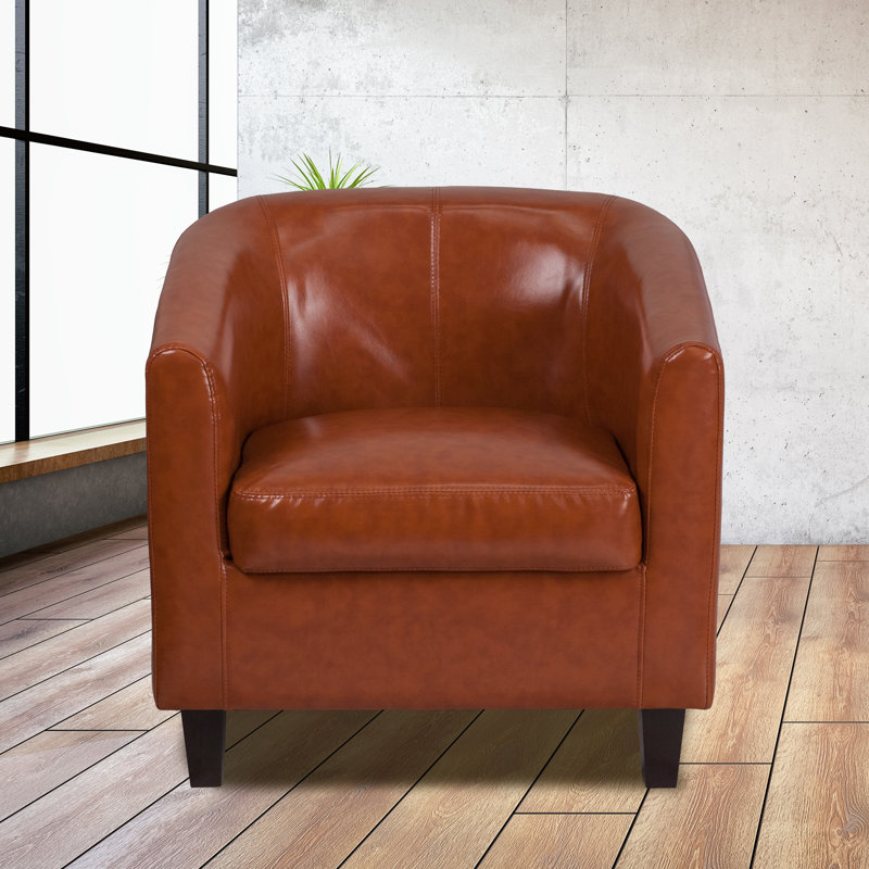 Faux Leather Armchair, Cognac Leather
