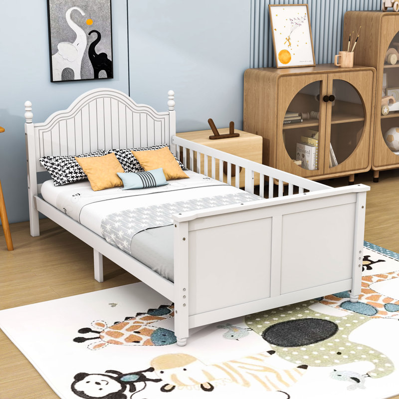 Platform Bed With Versatile Design And Rails, Twin, White
