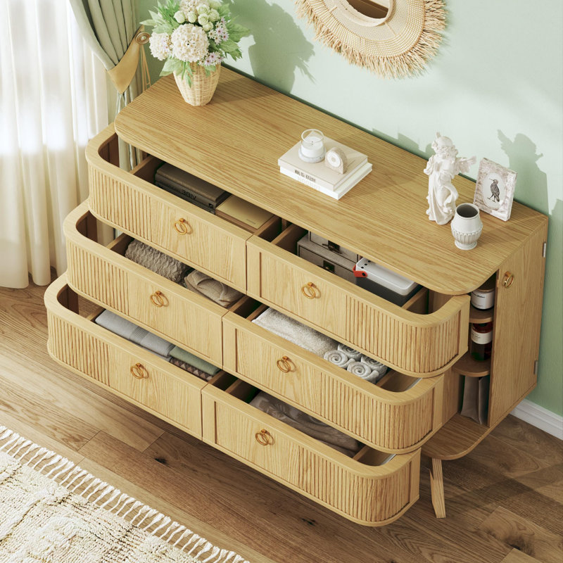 6 Drawer Rattan Dresser For Bedroom