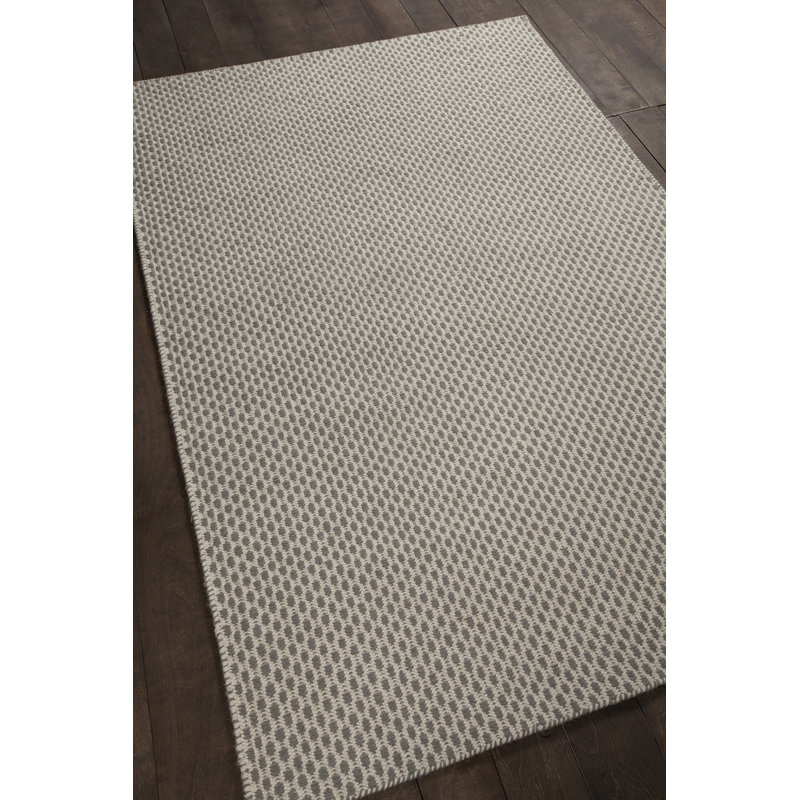 Tapis gris / blanc tissé à la main Carnes, Rectangle 9 pi x 13 pi