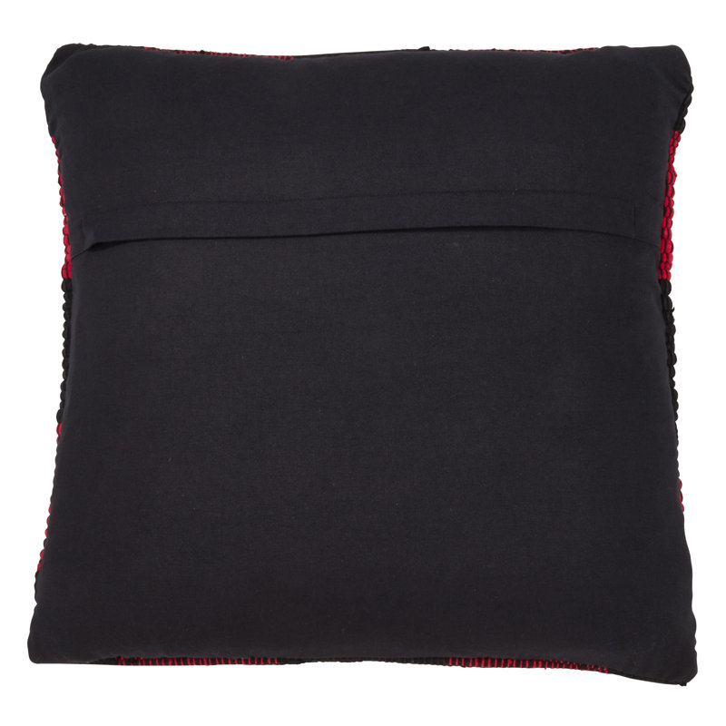 18'' Red and Black Buffalo Plaid Cotton Throw Pillow