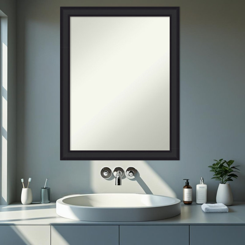 Miroir mural de salle de bain Oliver, 27 po x 21 po, Noir étroit