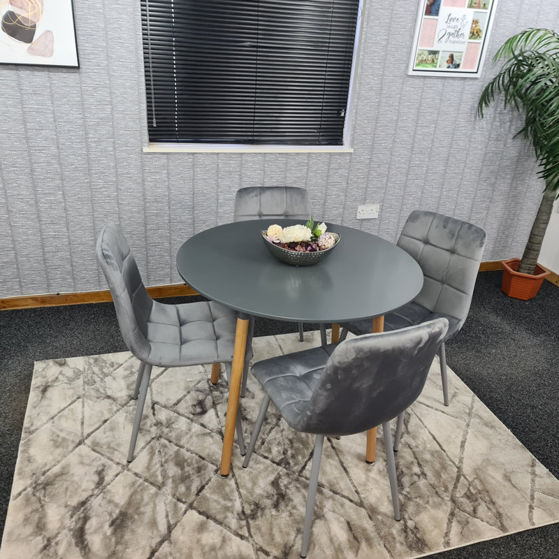 Gordin 4 - Person Dining Set, Grey, Grey