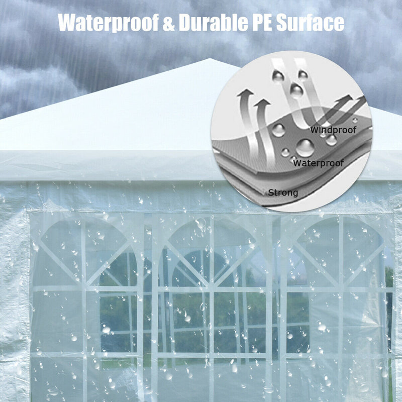 10 x 20 Feet White Canopy Tent with 6 Sidewalls and Carry Bag