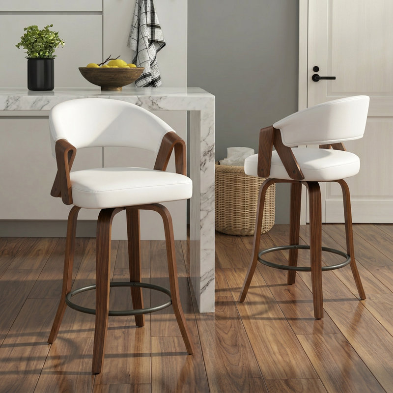 Tabouret de comptoir pivotant en similicuir Providence, Blanc