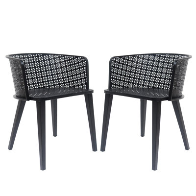 Chaise de salle à manger d'extérieur en fer noir 2 - esthétique et polyvalente pour l'intérieur et l'extérieur, l 22,67 po x P 21,02 po H 27,44 po