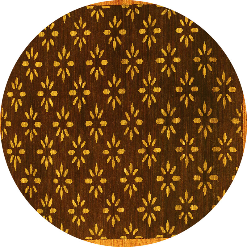 Tapis contemporain jaune lavable à la machine, Carré 8 pi