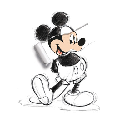Mickey Mouse Torn Sketch' Graphic Art Print on Wrapped Canvas