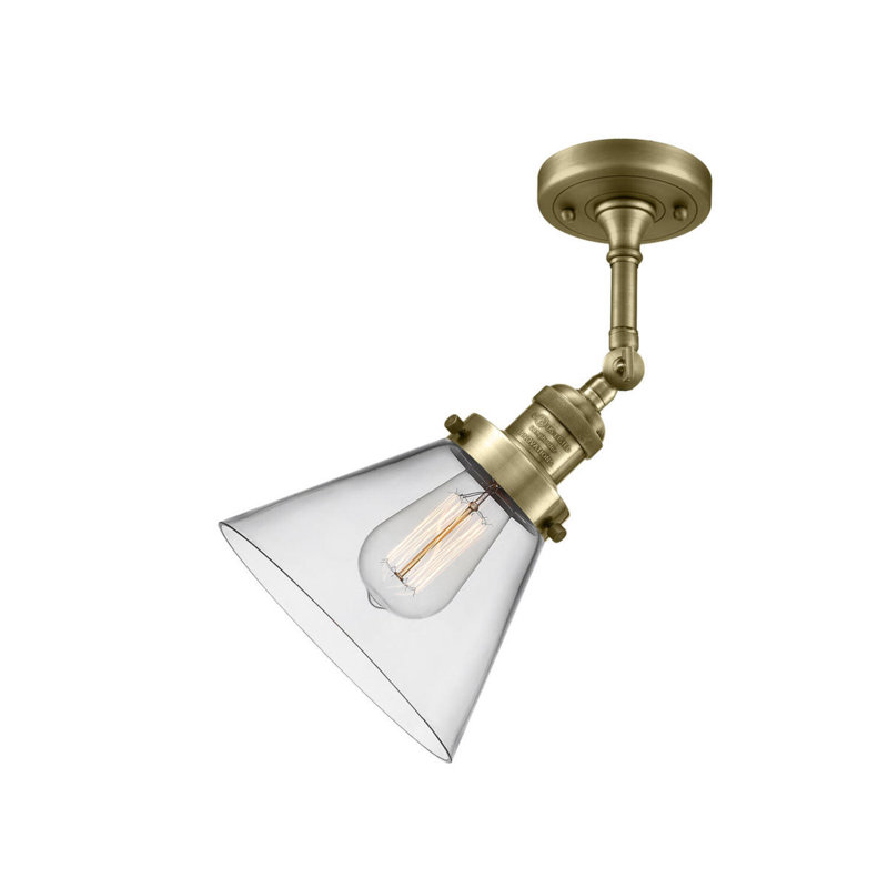 Éclairage de meuble-lavabo inclinable 2 lumières Cone, Ampoule à DEL rétro de 6 watts, Clair, Laiton antique