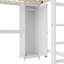 Lit mezzanine en bois avec armoire et bibliothèque, grand lit mezzanine avec garde-robe et bureau pour enfants, blanc