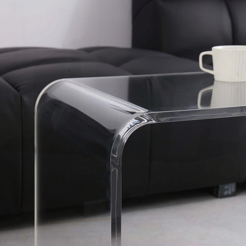 Table basse à cascade en acrylique avec plateau transparent d'une épaisseur de 15 mm (39,25 po)
