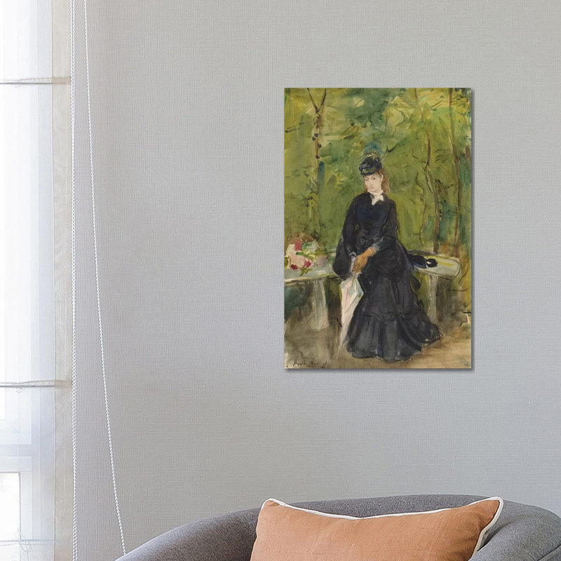 The Artist's Sister Edma Seated In A Park, 1864 by Berthe Morisot - Wrapped Canvas Print