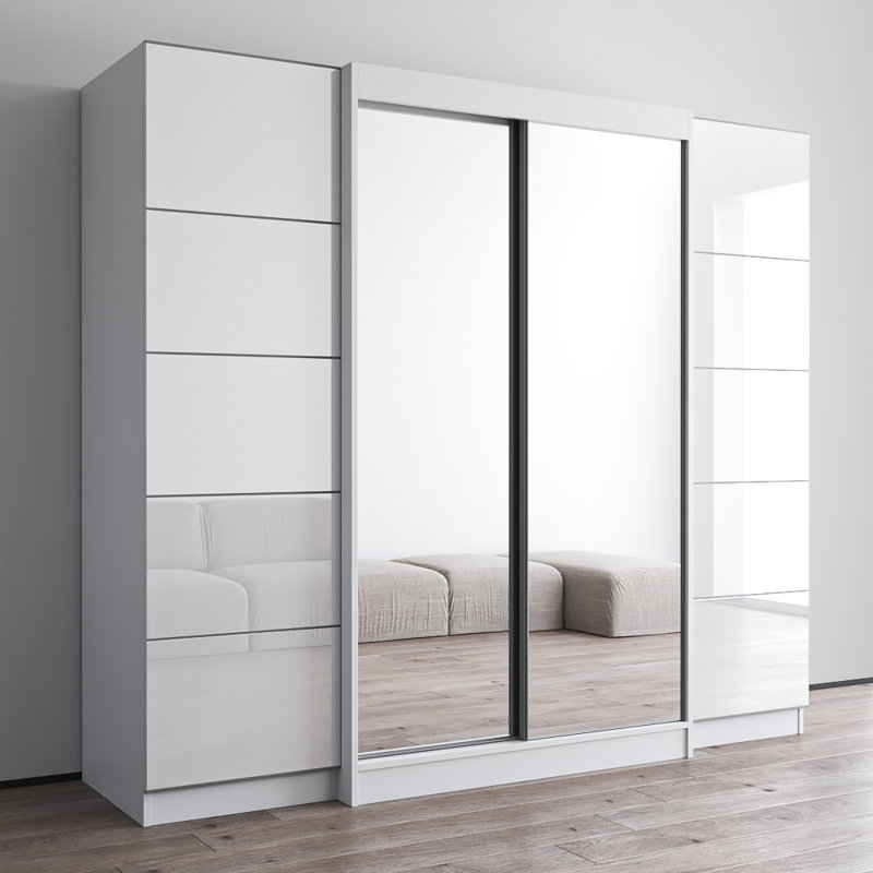 Armoire Aria 90,6 "2D120-EXEX avec 2 miroirs, H 79 po x l 91 po x P 26 po, Blanc